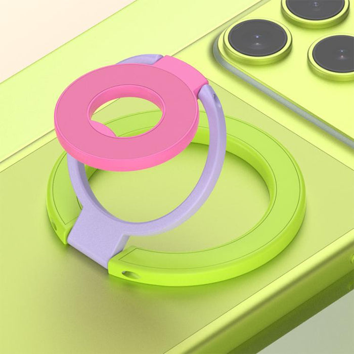 Soporte magnético para teléfono con hebilla de anillo y diseño tricolor de rotación de 360 grados