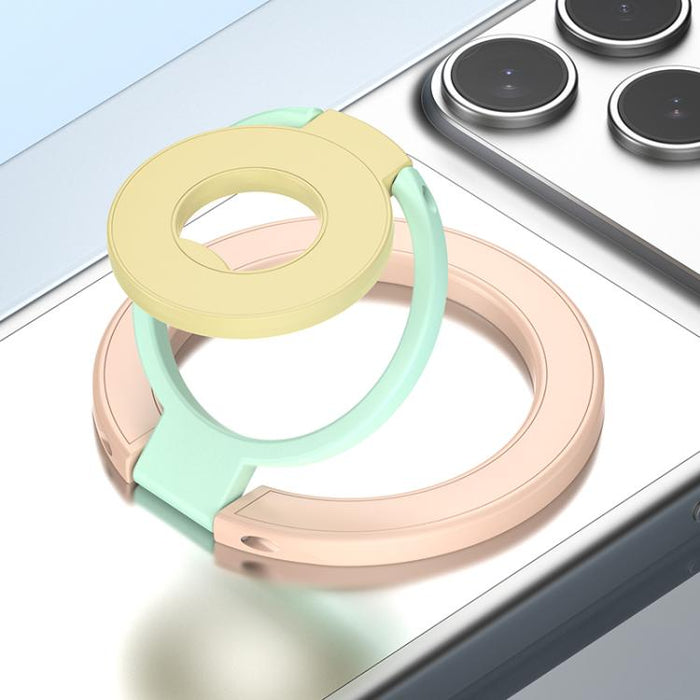 Soporte magnético para teléfono con hebilla de anillo y diseño tricolor de rotación de 360 grados