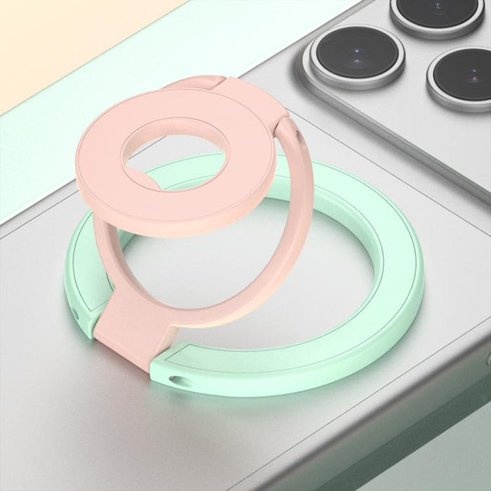 Soporte magnético para teléfono con hebilla de anillo y diseño tricolor de rotación de 360 grados