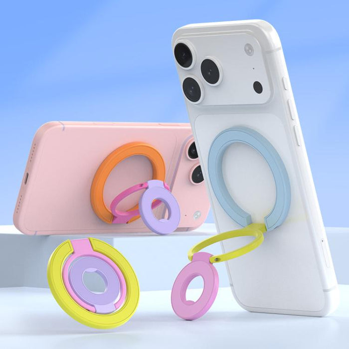 Soporte magnético para teléfono con hebilla de anillo y diseño tricolor de rotación de 360 grados