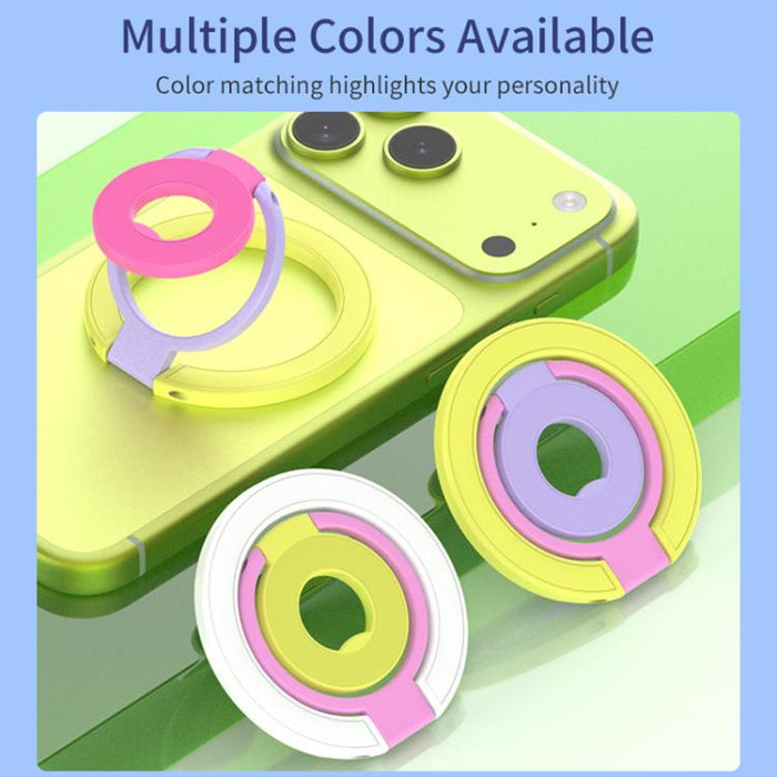 Soporte magnético para teléfono con hebilla de anillo y diseño tricolor de rotación de 360 grados