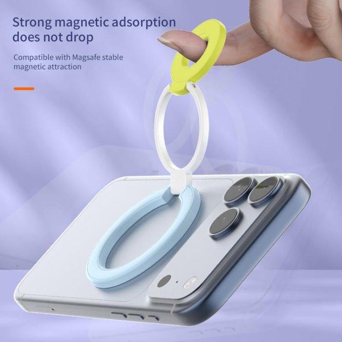 Soporte magnético para teléfono con hebilla de anillo y diseño tricolor de rotación de 360 grados