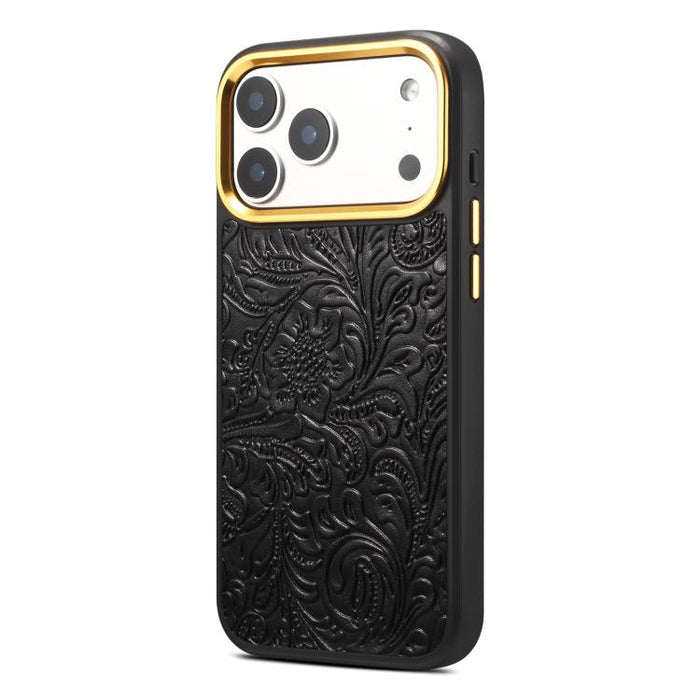 Funda para teléfono Denior A26+2 de cuero con textura floral retro, For iPhone 17 Pro Max, For iPhone 17 Pro, For iPhone 16 Pro Max, For iPhone 16 Pro, For iPhone 15 Pro Max, For iPhone 15 Pro