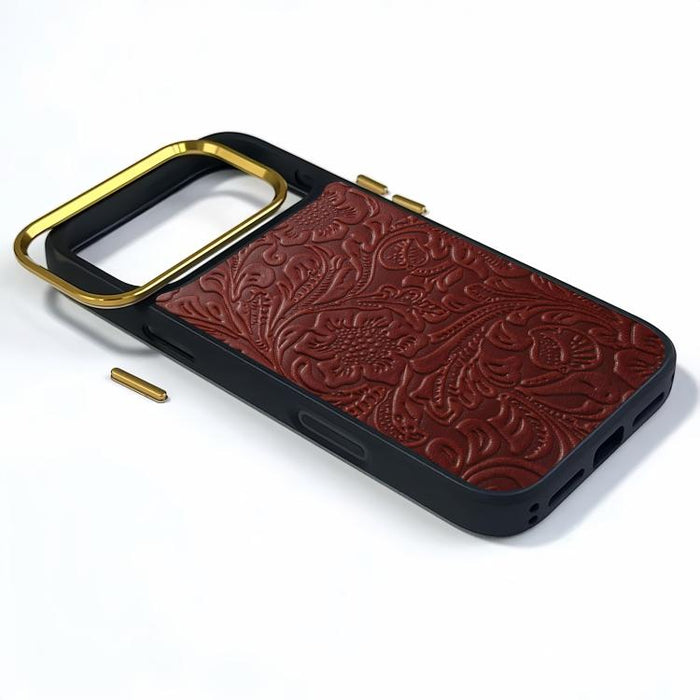 Funda para teléfono Denior A26+2 de cuero con textura floral retro, For iPhone 17 Pro Max, For iPhone 17 Pro, For iPhone 16 Pro Max, For iPhone 16 Pro, For iPhone 15 Pro Max, For iPhone 15 Pro