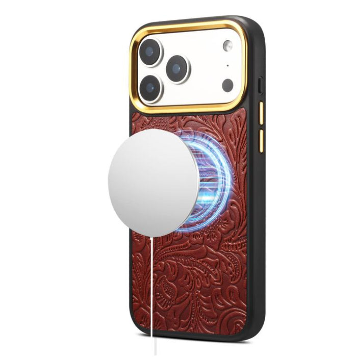 Funda para teléfono Denior A26+2 de cuero con textura floral retro, For iPhone 17 Pro Max, For iPhone 17 Pro, For iPhone 16 Pro Max, For iPhone 16 Pro, For iPhone 15 Pro Max, For iPhone 15 Pro
