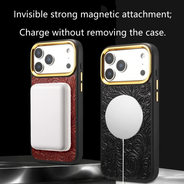 Funda para teléfono Denior A26+2 de cuero con textura floral retro, For iPhone 17 Pro Max, For iPhone 17 Pro, For iPhone 16 Pro Max, For iPhone 16 Pro, For iPhone 15 Pro Max, For iPhone 15 Pro