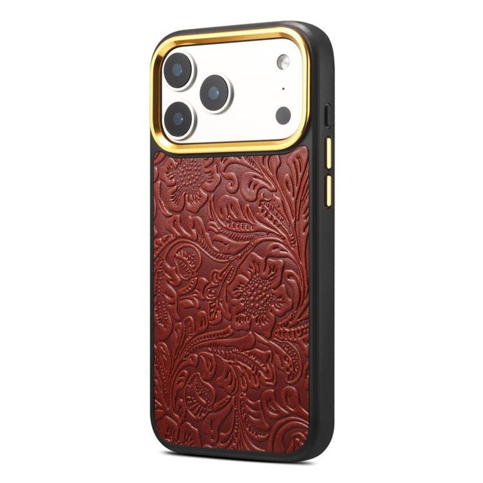 Funda para teléfono Denior A26+2 de cuero con textura floral retro, For iPhone 17 Pro Max, For iPhone 17 Pro, For iPhone 16 Pro Max, For iPhone 16 Pro, For iPhone 15 Pro Max, For iPhone 15 Pro