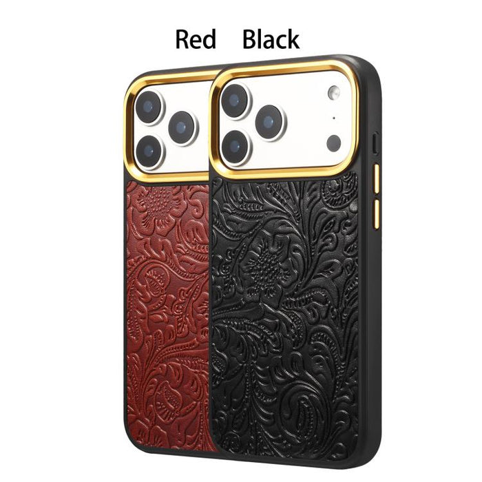 Funda para teléfono Denior A26+2 de cuero con textura floral retro, For iPhone 17 Pro Max, For iPhone 17 Pro, For iPhone 16 Pro Max, For iPhone 16 Pro, For iPhone 15 Pro Max, For iPhone 15 Pro