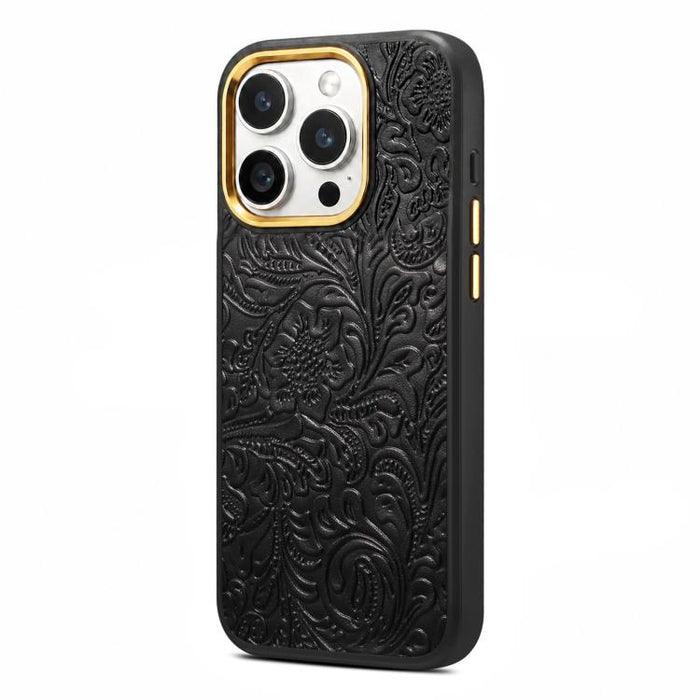 Funda para teléfono Denior A26+2 de cuero con textura floral retro, For iPhone 17 Pro Max, For iPhone 17 Pro, For iPhone 16 Pro Max, For iPhone 16 Pro, For iPhone 15 Pro Max, For iPhone 15 Pro