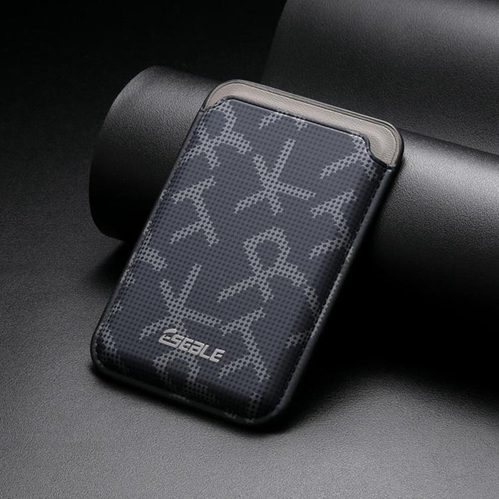 ESEBLE S8 Piel sintética con textura de letras y ranuras magnéticas para tarjetas de teléfono móvil