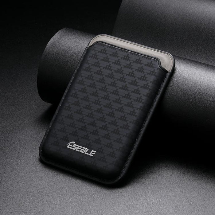 ESEBLE S9, carcasa triangular de cuero sintético con ranuras magnéticas para tarjetas de teléfono móvil.