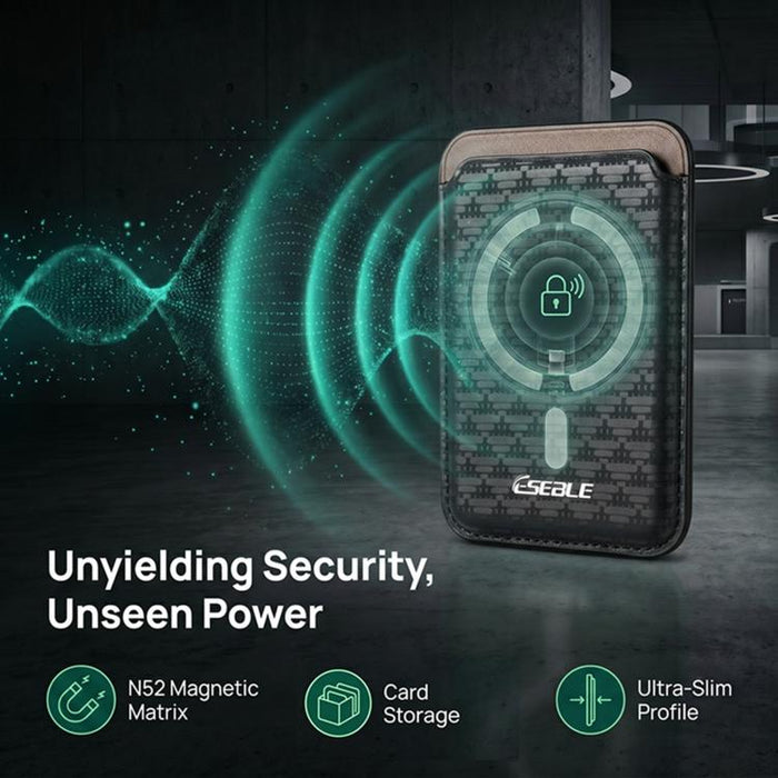 ESEBLE S9, carcasa triangular de cuero sintético con ranuras magnéticas para tarjetas de teléfono móvil.