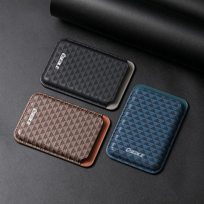 ESEBLE S9, carcasa triangular de cuero sintético con ranuras magnéticas para tarjetas de teléfono móvil.