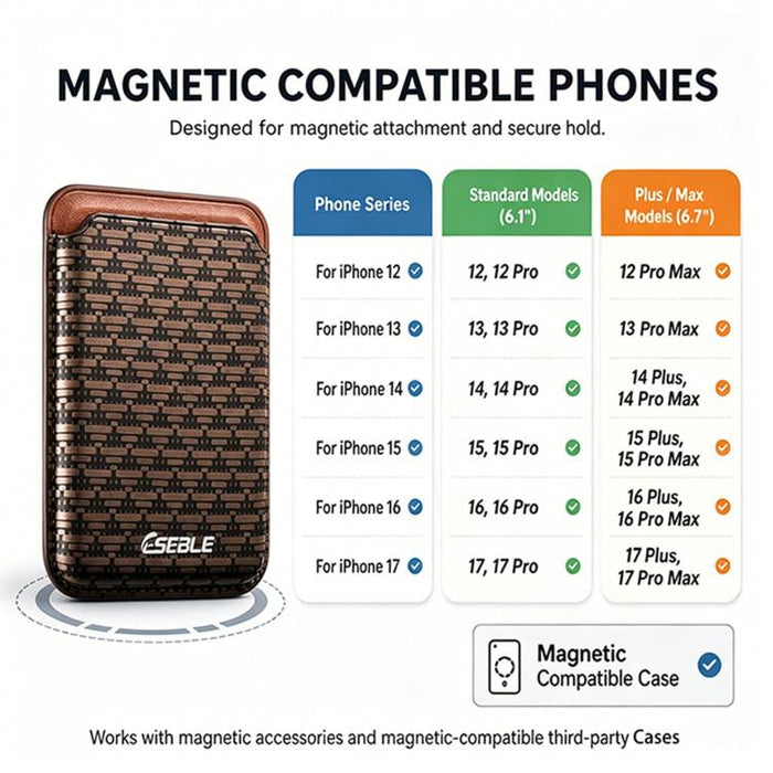 ESEBLE S9, carcasa triangular de cuero sintético con ranuras magnéticas para tarjetas de teléfono móvil.