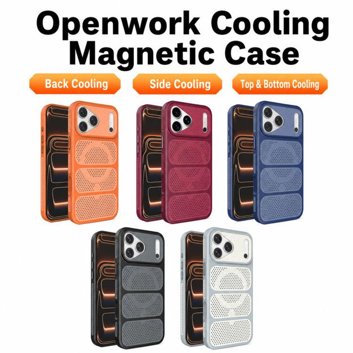 Funda para teléfono híbrida magnética de PC TPU con diseño de refrigeración hueca, For iPhone 17 Pro Max, For iPhone 17 Pro, For iPhone 17, For iPhone 16 Pro Max, For iPhone 16 Pro, For iPhone 16 Plus, For iPhone 16, For iPhone 15 Pro Max              ...