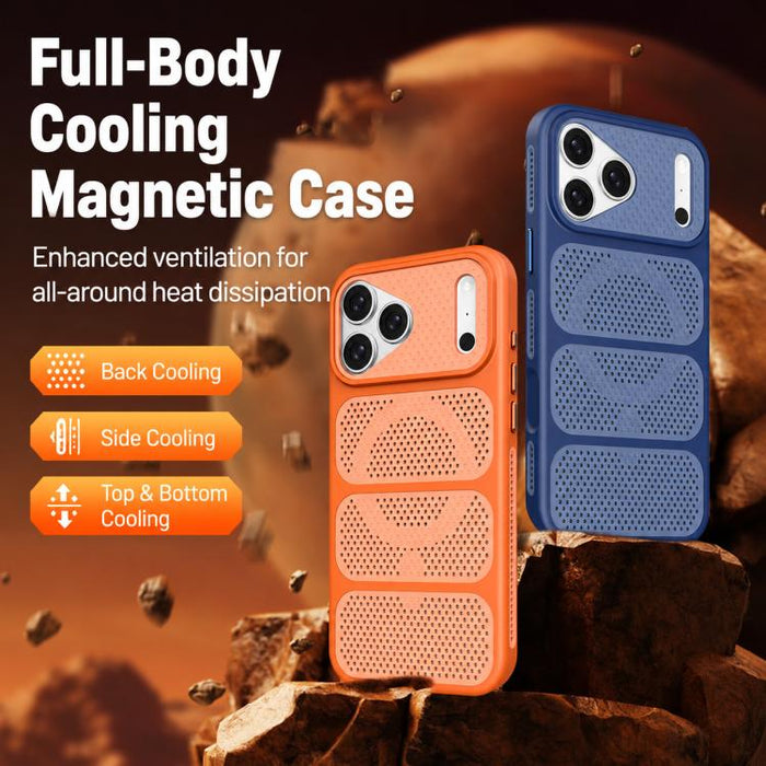 Funda para teléfono híbrida magnética de PC TPU con diseño de refrigeración hueca, For iPhone 17 Pro Max, For iPhone 17 Pro, For iPhone 17, For iPhone 16 Pro Max, For iPhone 16 Pro, For iPhone 16 Plus, For iPhone 16, For iPhone 15 Pro Max              ...