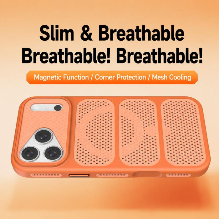 Funda para teléfono híbrida magnética de PC TPU con diseño de refrigeración hueca, For iPhone 17 Pro Max, For iPhone 17 Pro, For iPhone 17, For iPhone 16 Pro Max, For iPhone 16 Pro, For iPhone 16 Plus, For iPhone 16, For iPhone 15 Pro Max              ...