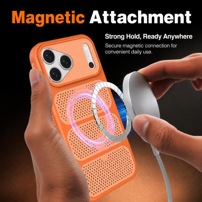 Funda para teléfono híbrida magnética de PC TPU con diseño de refrigeración hueca, For iPhone 17 Pro Max, For iPhone 17 Pro, For iPhone 17, For iPhone 16 Pro Max, For iPhone 16 Pro, For iPhone 16 Plus, For iPhone 16, For iPhone 15 Pro Max              ...