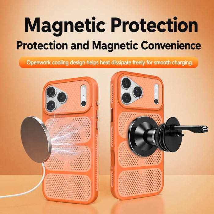 Funda para teléfono híbrida magnética de PC TPU con diseño de refrigeración hueca, For iPhone 17 Pro Max, For iPhone 17 Pro, For iPhone 17, For iPhone 16 Pro Max, For iPhone 16 Pro, For iPhone 16 Plus, For iPhone 16, For iPhone 15 Pro Max              ...