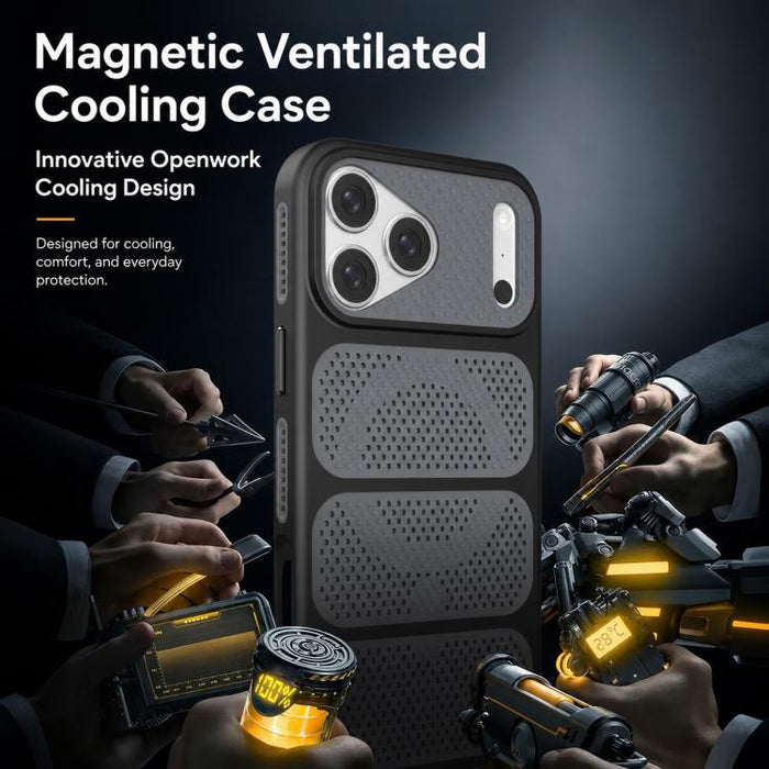 Funda para teléfono híbrida magnética de PC TPU con diseño de refrigeración hueca, For iPhone 17 Pro Max, For iPhone 17 Pro, For iPhone 17, For iPhone 16 Pro Max, For iPhone 16 Pro, For iPhone 16 Plus, For iPhone 16, For iPhone 15 Pro Max              ...