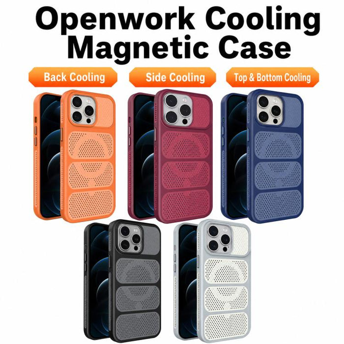 Funda para teléfono híbrida magnética de PC TPU con diseño de refrigeración hueca, For iPhone 12 Pro Max, For iPhone 12 Pro