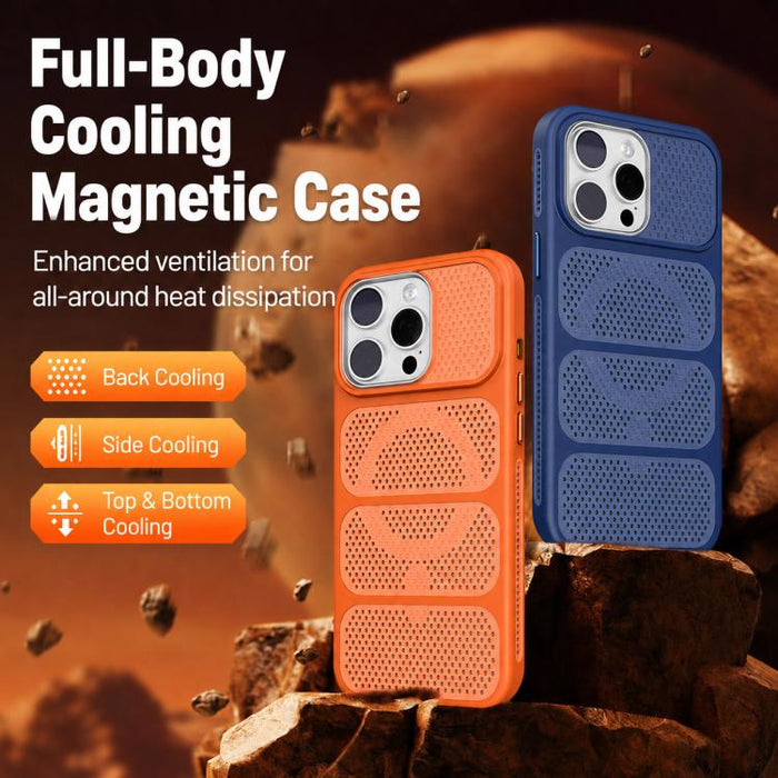 Funda para teléfono híbrida magnética de PC TPU con diseño de refrigeración hueca, For iPhone 12 Pro Max, For iPhone 12 Pro