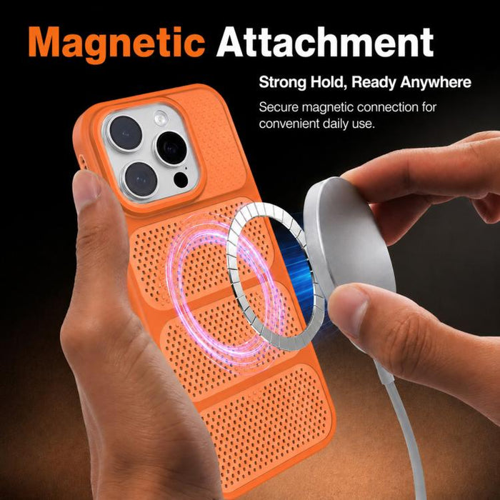 Funda para teléfono híbrida magnética de PC TPU con diseño de refrigeración hueca, For iPhone 12 Pro Max, For iPhone 12 Pro