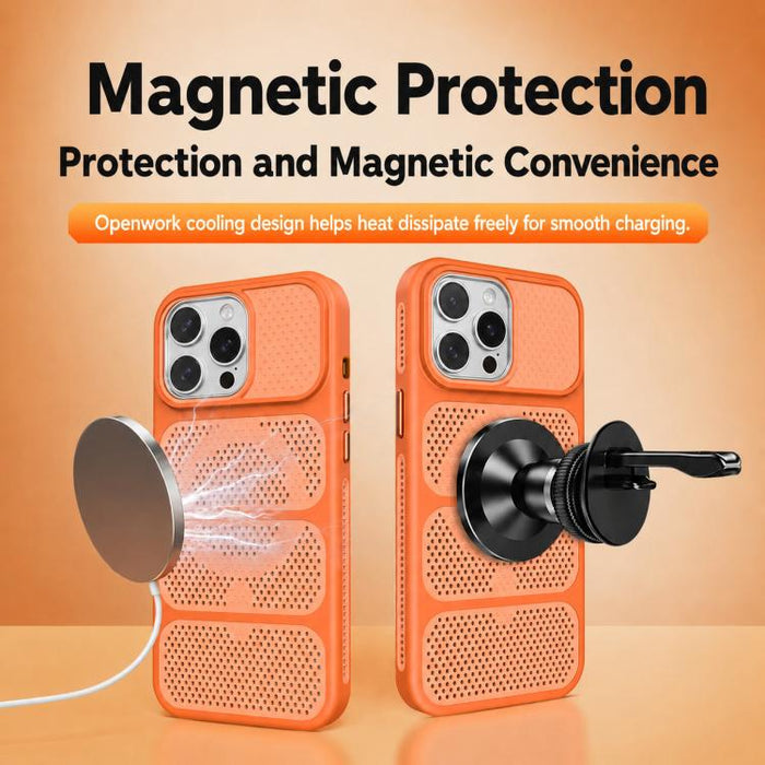 Funda para teléfono híbrida magnética de PC TPU con diseño de refrigeración hueca, For iPhone 12 Pro Max, For iPhone 12 Pro