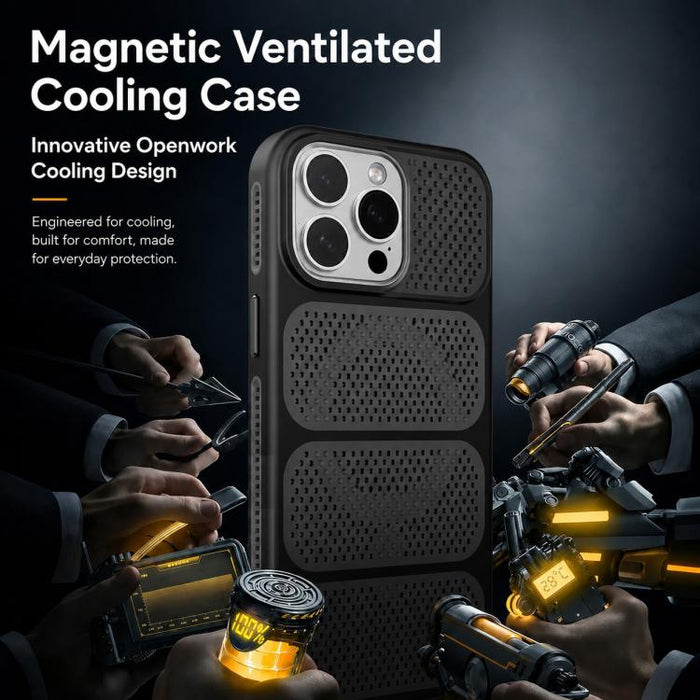 Funda para teléfono híbrida magnética de PC TPU con diseño de refrigeración hueca, For iPhone 12 Pro Max, For iPhone 12 Pro