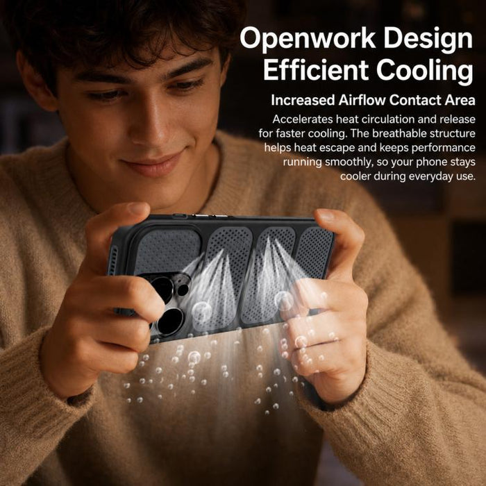 Funda para teléfono híbrida magnética de PC TPU con diseño de refrigeración hueca, For iPhone 12 Pro Max, For iPhone 12 Pro