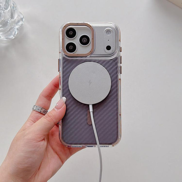Funda para teléfono MagSafe con textura de fibra de carbono bicolor, For iPhone 17 Pro Max, For iPhone 17