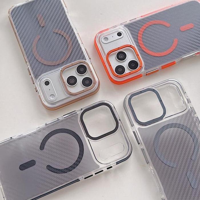 Funda para teléfono MagSafe con textura de fibra de carbono bicolor, For iPhone 17 Pro Max, For iPhone 17