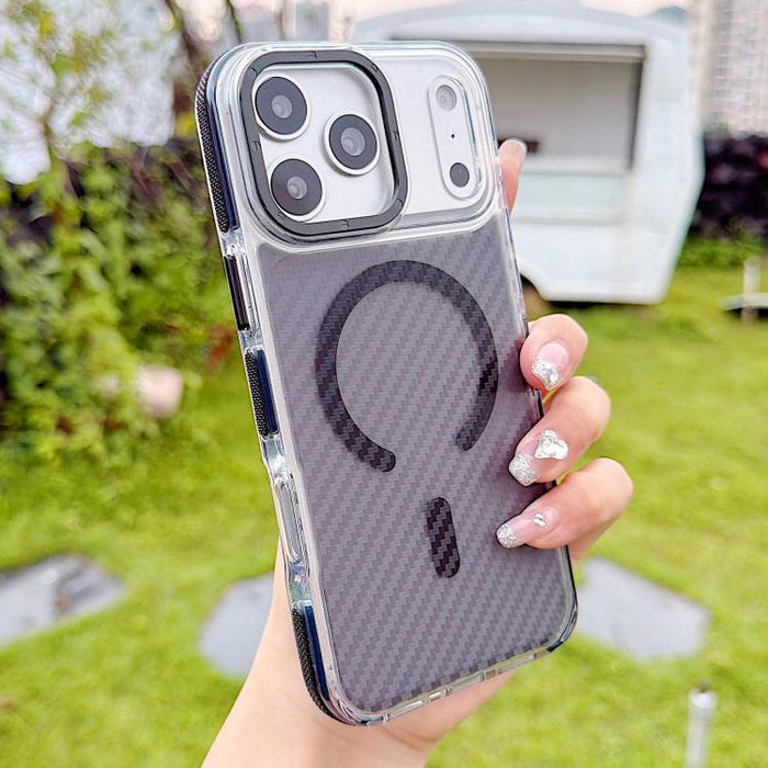 Funda para teléfono MagSafe con textura de fibra de carbono bicolor, For iPhone 17 Pro Max, For iPhone 17
