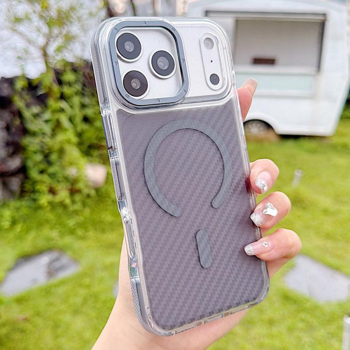 Funda para teléfono MagSafe con textura de fibra de carbono bicolor, For iPhone 17 Pro Max, For iPhone 17
