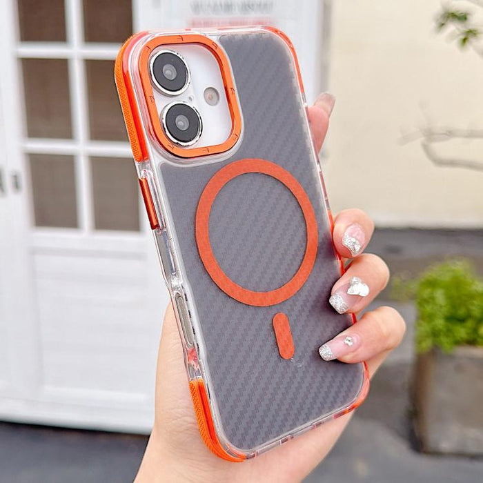 Funda para teléfono MagSafe con textura de fibra de carbono bicolor, For iPhone 17 Pro Max, For iPhone 17