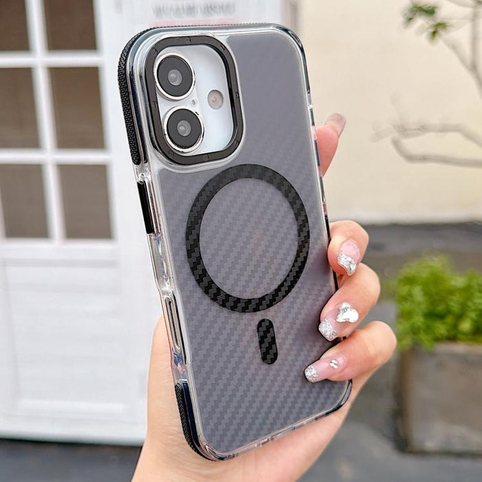 Funda para teléfono MagSafe con textura de fibra de carbono bicolor, For iPhone 17 Pro Max, For iPhone 17