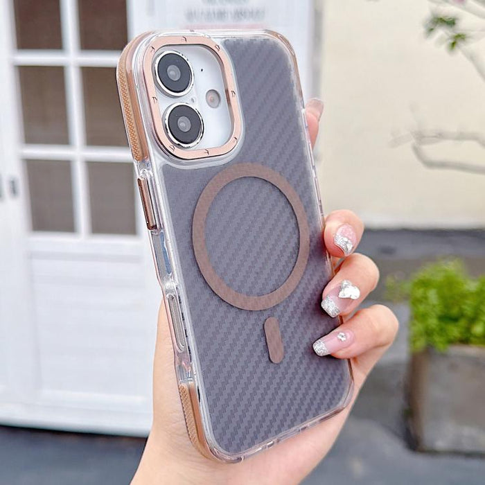 Funda para teléfono MagSafe con textura de fibra de carbono bicolor, For iPhone 17 Pro Max, For iPhone 17