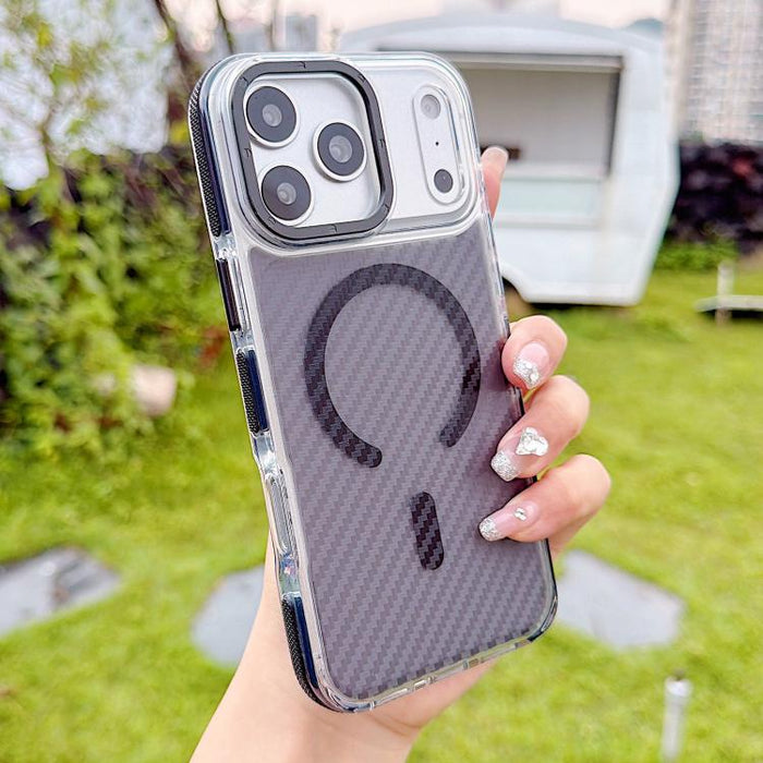 Funda para teléfono MagSafe con textura de fibra de carbono bicolor, For iPhone 17 Pro Max, For iPhone 17