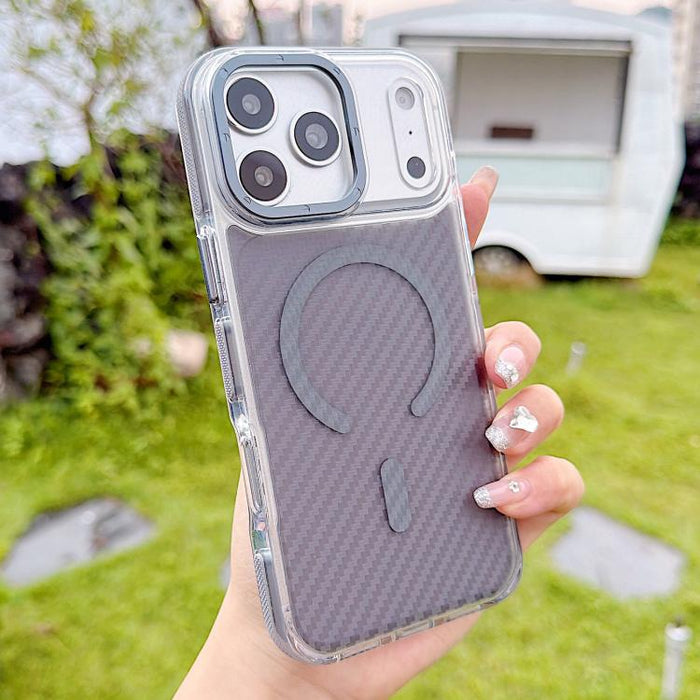 Funda para teléfono MagSafe con textura de fibra de carbono bicolor, For iPhone 17 Pro Max, For iPhone 17