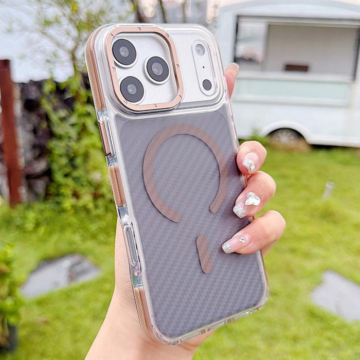 Funda para teléfono MagSafe con textura de fibra de carbono bicolor, For iPhone 17 Pro Max, For iPhone 17