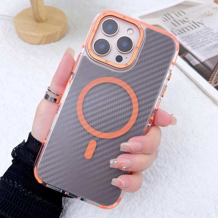Funda para teléfono MagSafe con textura de fibra de carbono bicolor, For iPhone 17 Pro Max, For iPhone 17