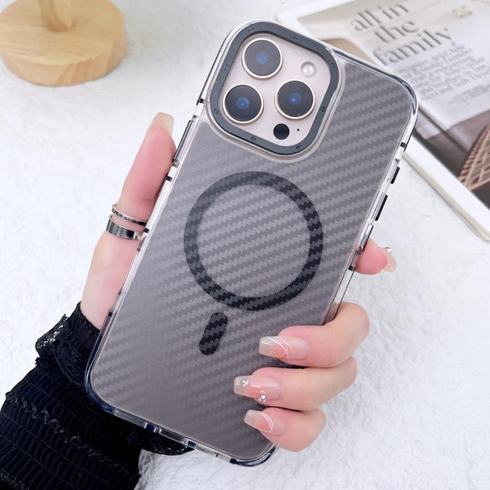 Funda para teléfono MagSafe con textura de fibra de carbono bicolor, For iPhone 17 Pro Max, For iPhone 17