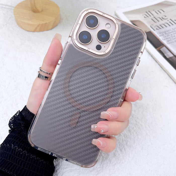 Funda para teléfono MagSafe con textura de fibra de carbono bicolor, For iPhone 17 Pro Max, For iPhone 17