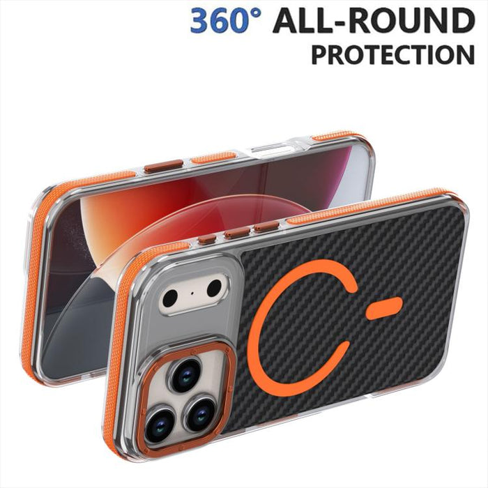 Funda para teléfono MagSafe con textura de fibra de carbono bicolor, For iPhone 17 Pro Max, For iPhone 17