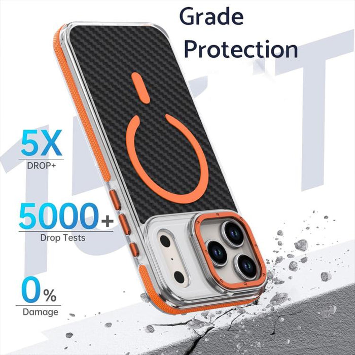 Funda para teléfono MagSafe con textura de fibra de carbono bicolor, For iPhone 17 Pro Max, For iPhone 17