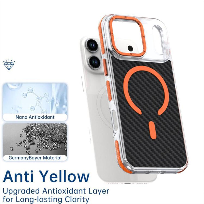 Funda para teléfono MagSafe con textura de fibra de carbono bicolor, For iPhone 17 Pro Max, For iPhone 17