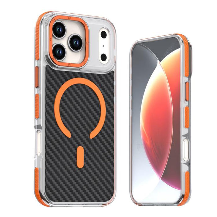 Funda para teléfono MagSafe con textura de fibra de carbono bicolor, For iPhone 17 Pro Max, For iPhone 17