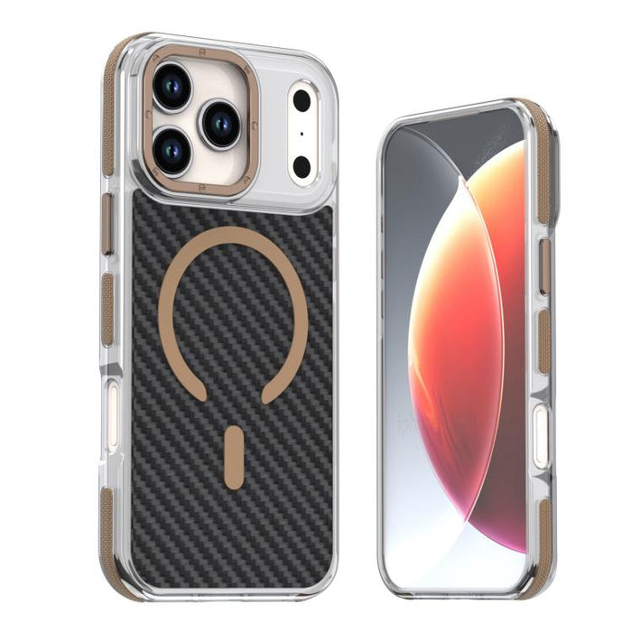 Funda para teléfono MagSafe con textura de fibra de carbono bicolor, For iPhone 17 Pro Max, For iPhone 17