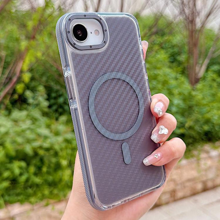 Funda para teléfono MagSafe con textura de fibra de carbono bicolor, For iPhone 17e / 16e