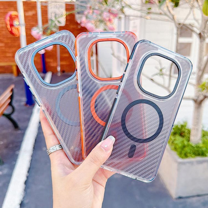 Funda para teléfono MagSafe con textura de fibra de carbono bicolor, For Redmi Note 15 Pro 5G Global 163.6mm